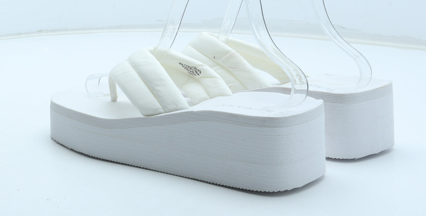 Primark Womens White Rubber Thong Sandal UK