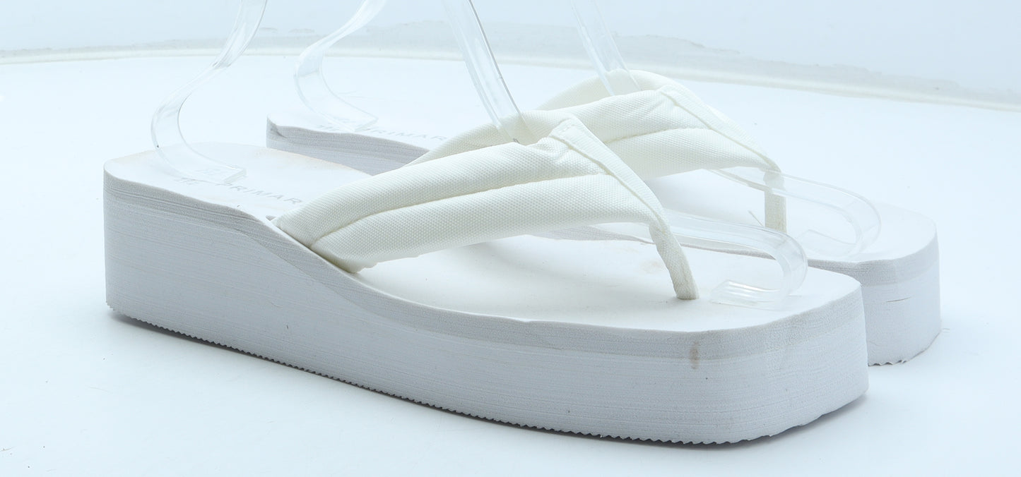 Primark Womens White Rubber Thong Sandal UK