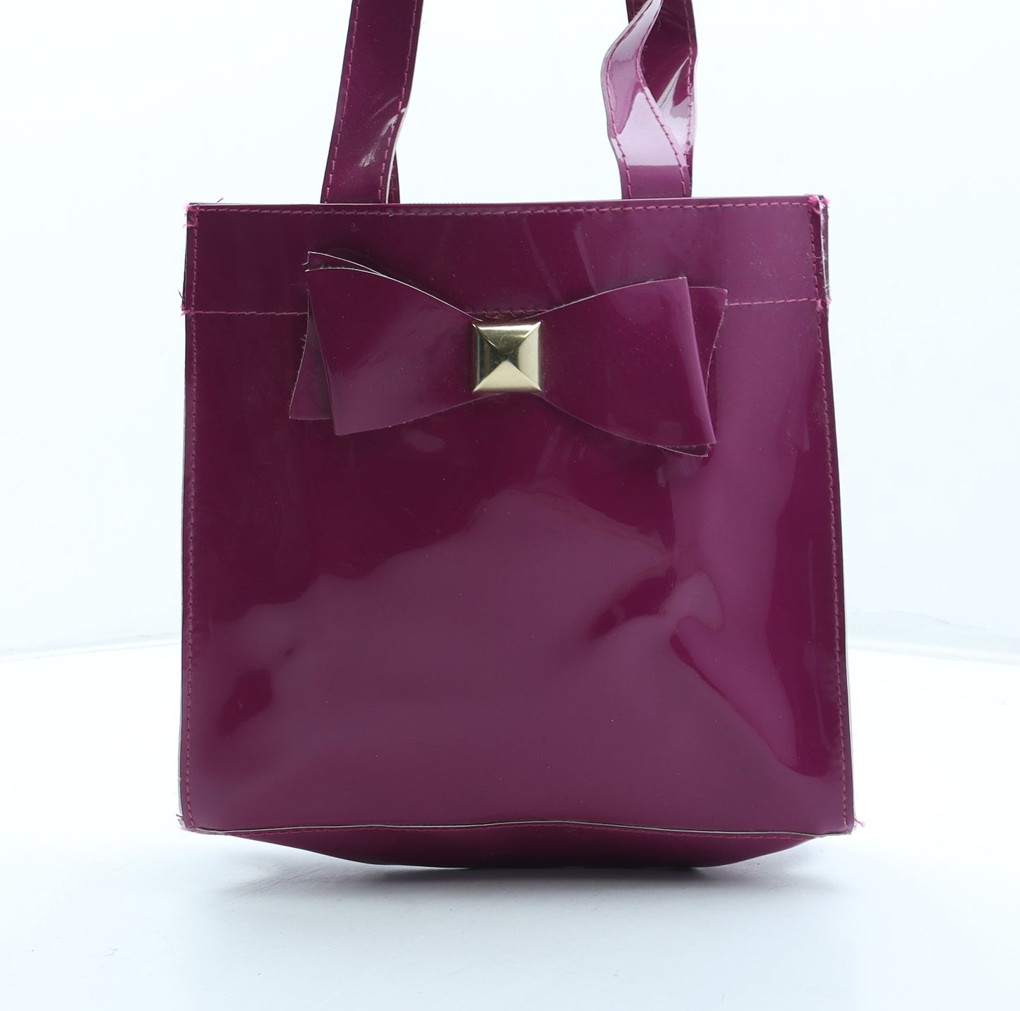 Preworn Womens Purple PVC Top Handle Bag Size Small