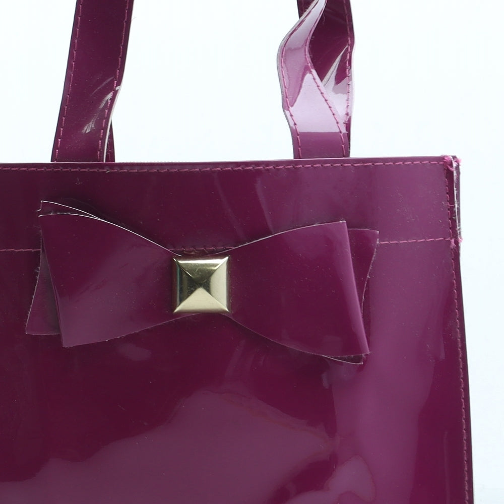 Preworn Womens Purple PVC Top Handle Bag Size Small