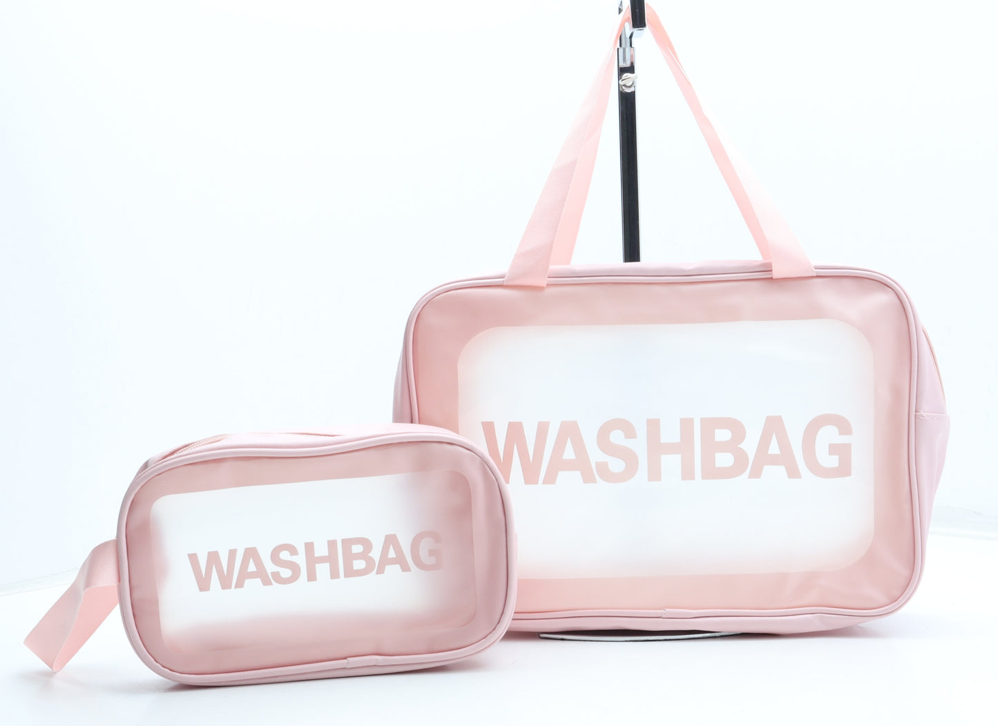 Preworn Womens Pink Plastic Top Handle Bag Size Medium - Travel Wash Bag