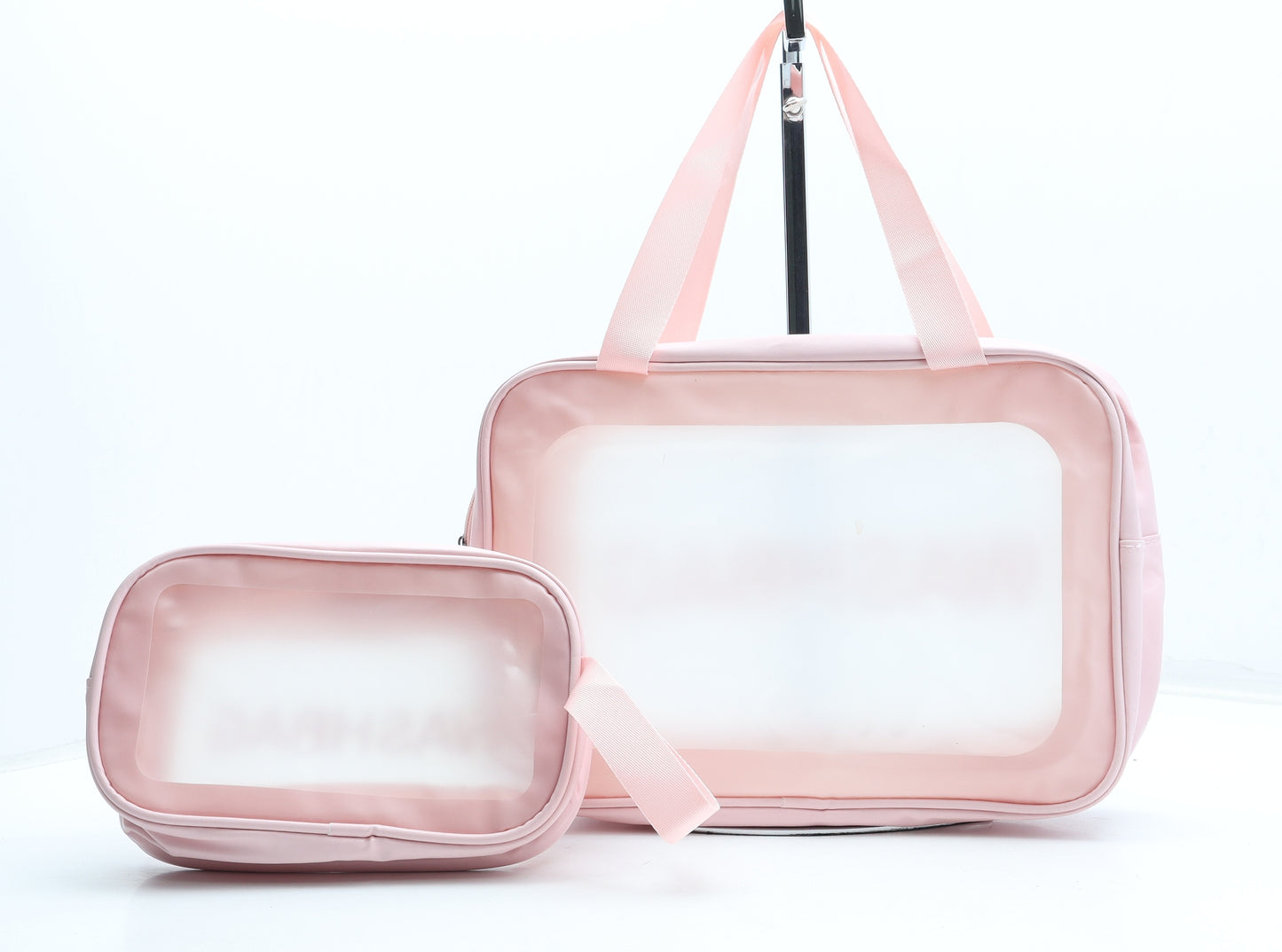 Preworn Womens Pink Plastic Top Handle Bag Size Medium - Travel Wash Bag