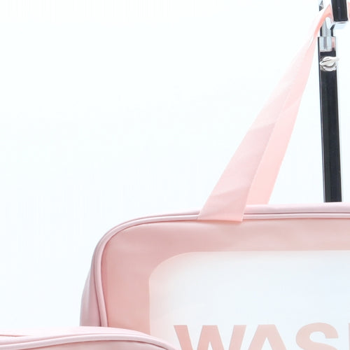 Preworn Womens Pink Plastic Top Handle Bag Size Medium - Travel Wash Bag