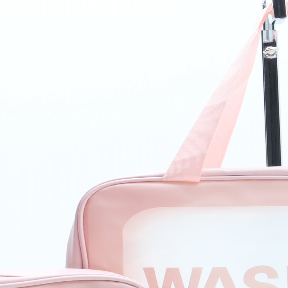 Preworn Womens Pink Plastic Top Handle Bag Size Medium - Travel Wash Bag