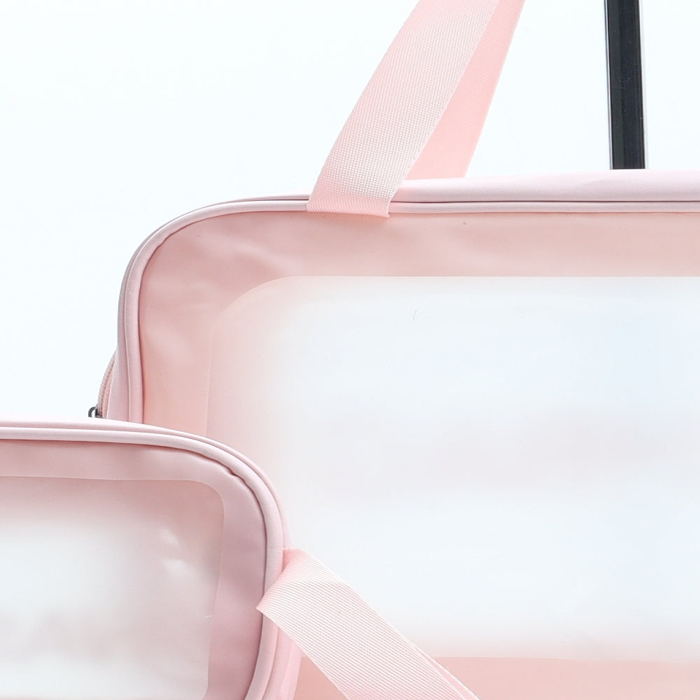 Preworn Womens Pink Plastic Top Handle Bag Size Medium - Travel Wash Bag