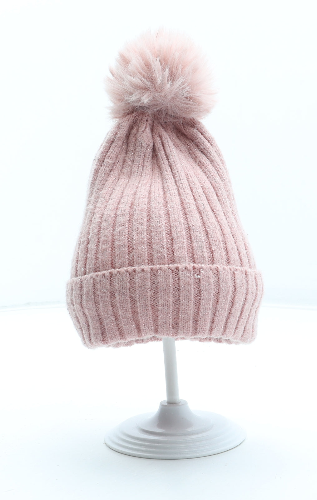 Primark Girls Pink Acrylic Bobble Hat Size S