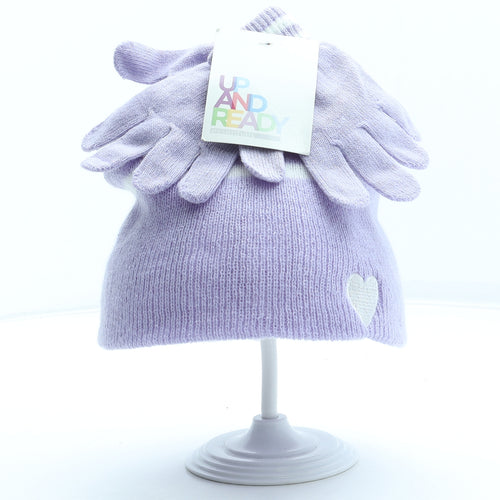 Up and Ready Girls Purple Acrylic Beanie One Size - Matching Gloves