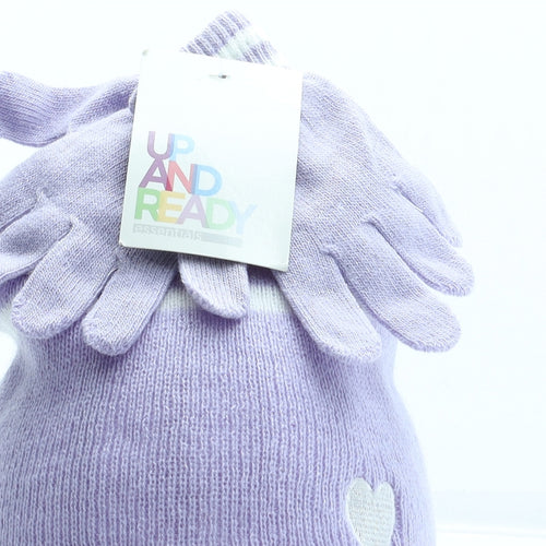 Up and Ready Girls Purple Acrylic Beanie One Size - Matching Gloves
