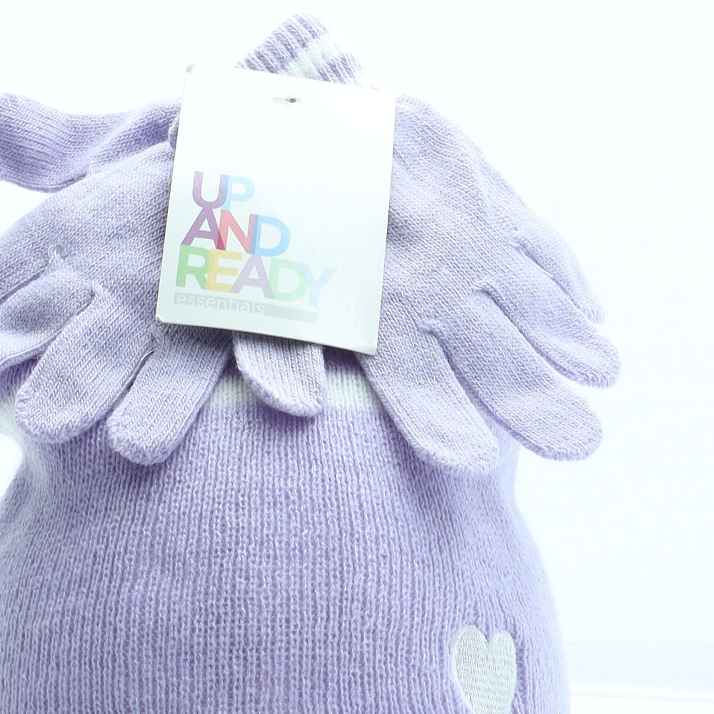 Up and Ready Girls Purple Acrylic Beanie One Size - Matching Gloves