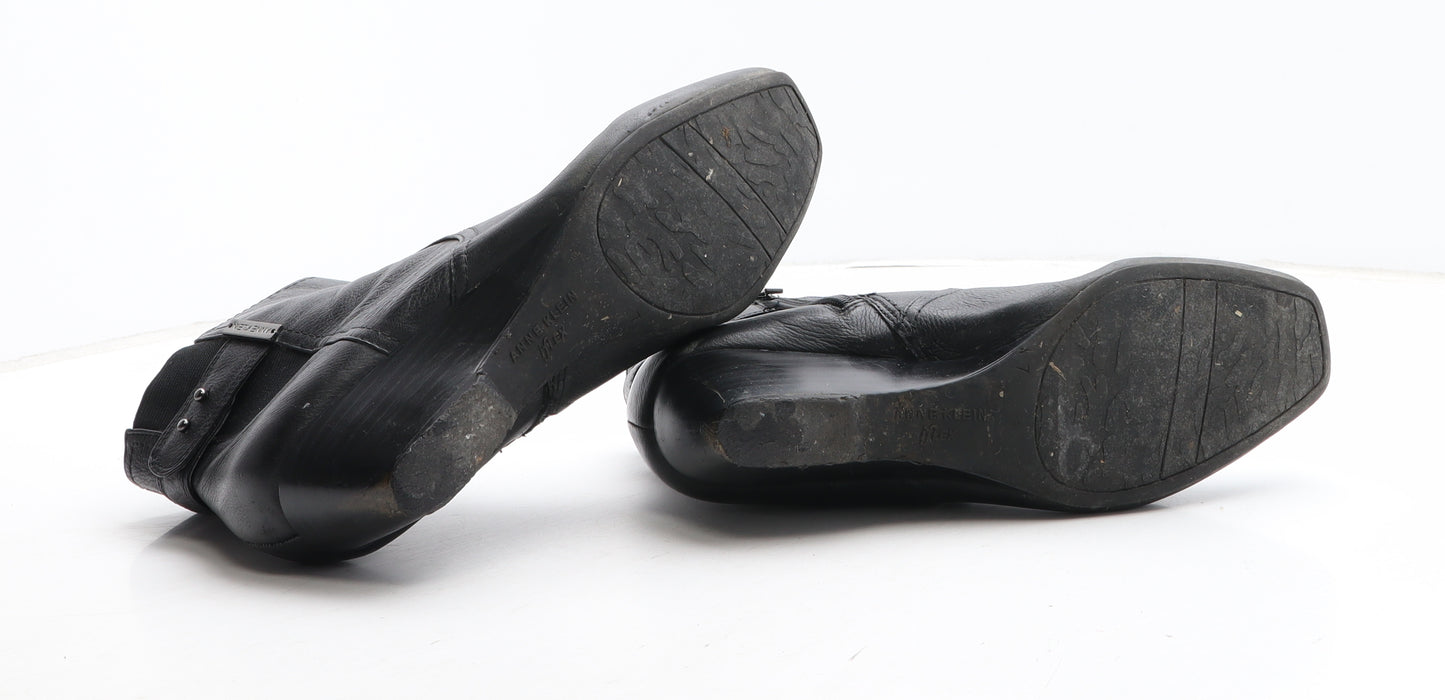 Anne Klein Womens Black Leather Chelsea Boot UK