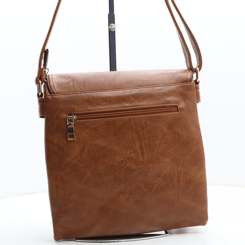 Preworn Womens Brown Polyurethane Crossbody Size Medium