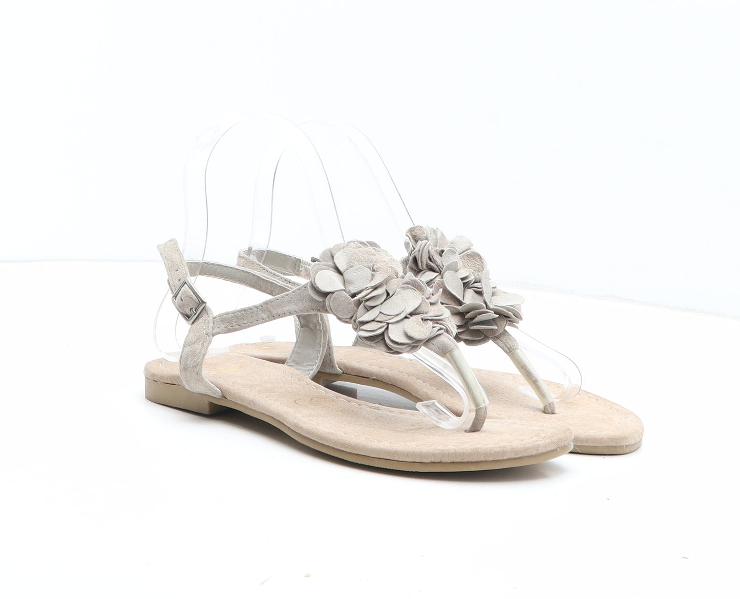 Atmosphere Womens Brown Floral Leather Thong Sandal UK