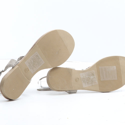 Atmosphere Womens Brown Floral Leather Thong Sandal UK