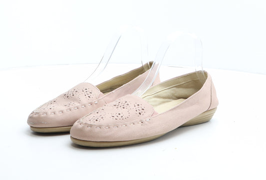 Preworn Womens Pink Geometric Synthetic Slip On Casual UK