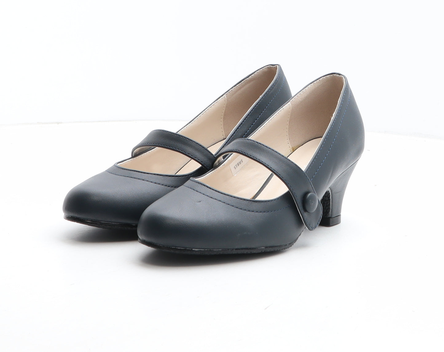 Heavenly Soles Womens Blue Synthetic Court Heel UK - Mary Jane Style