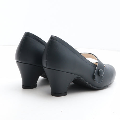 Heavenly Soles Womens Blue Synthetic Court Heel UK - Mary Jane Style