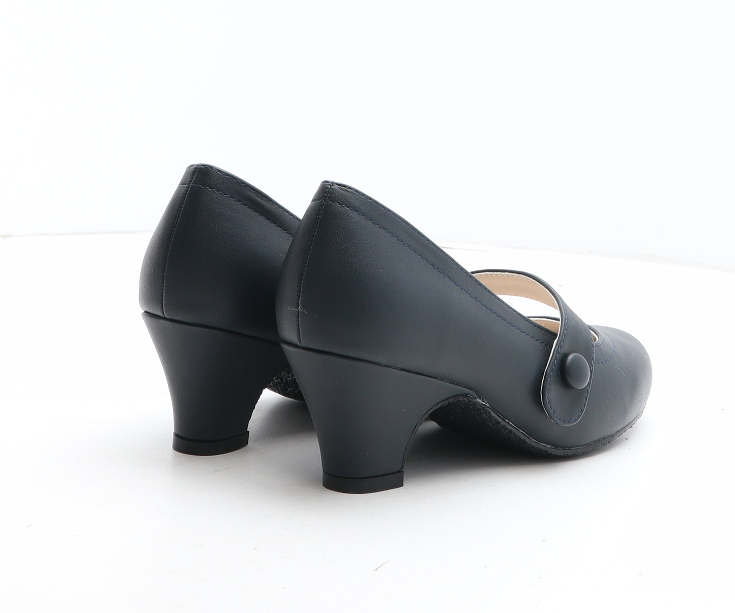 Heavenly Soles Womens Blue Synthetic Court Heel UK - Mary Jane Style