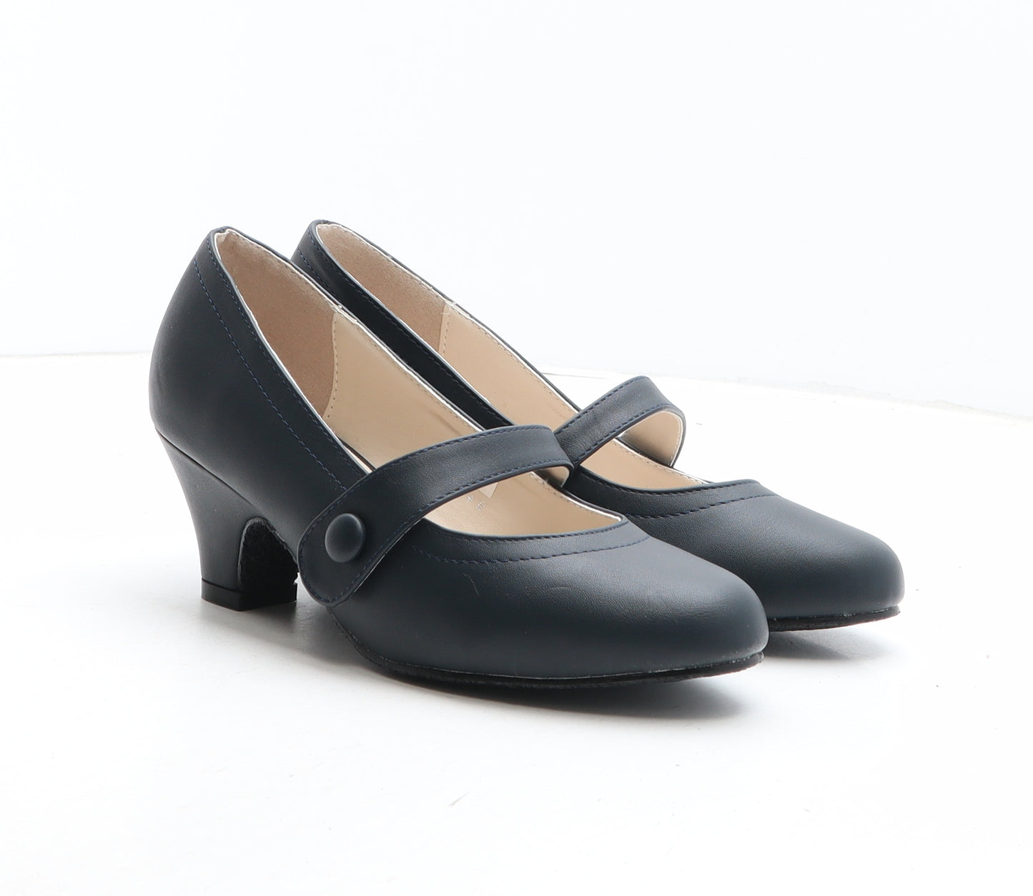 Heavenly Soles Womens Blue Synthetic Court Heel UK - Mary Jane Style
