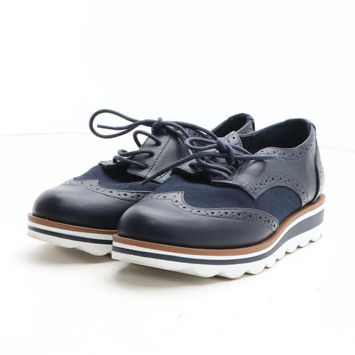 TU Womens Blue Synthetic Oxford Casual UK - Brogue Style