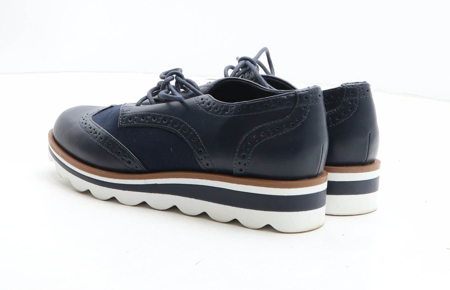 TU Womens Blue Synthetic Oxford Casual UK - Brogue Style