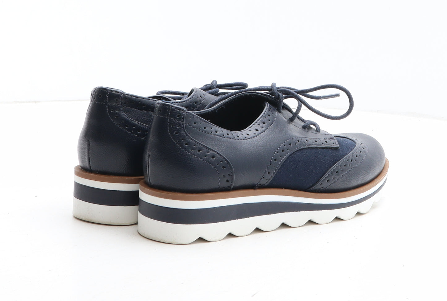TU Womens Blue Synthetic Oxford Casual UK - Brogue Style