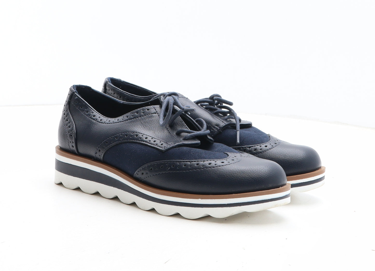 TU Womens Blue Synthetic Oxford Casual UK - Brogue Style