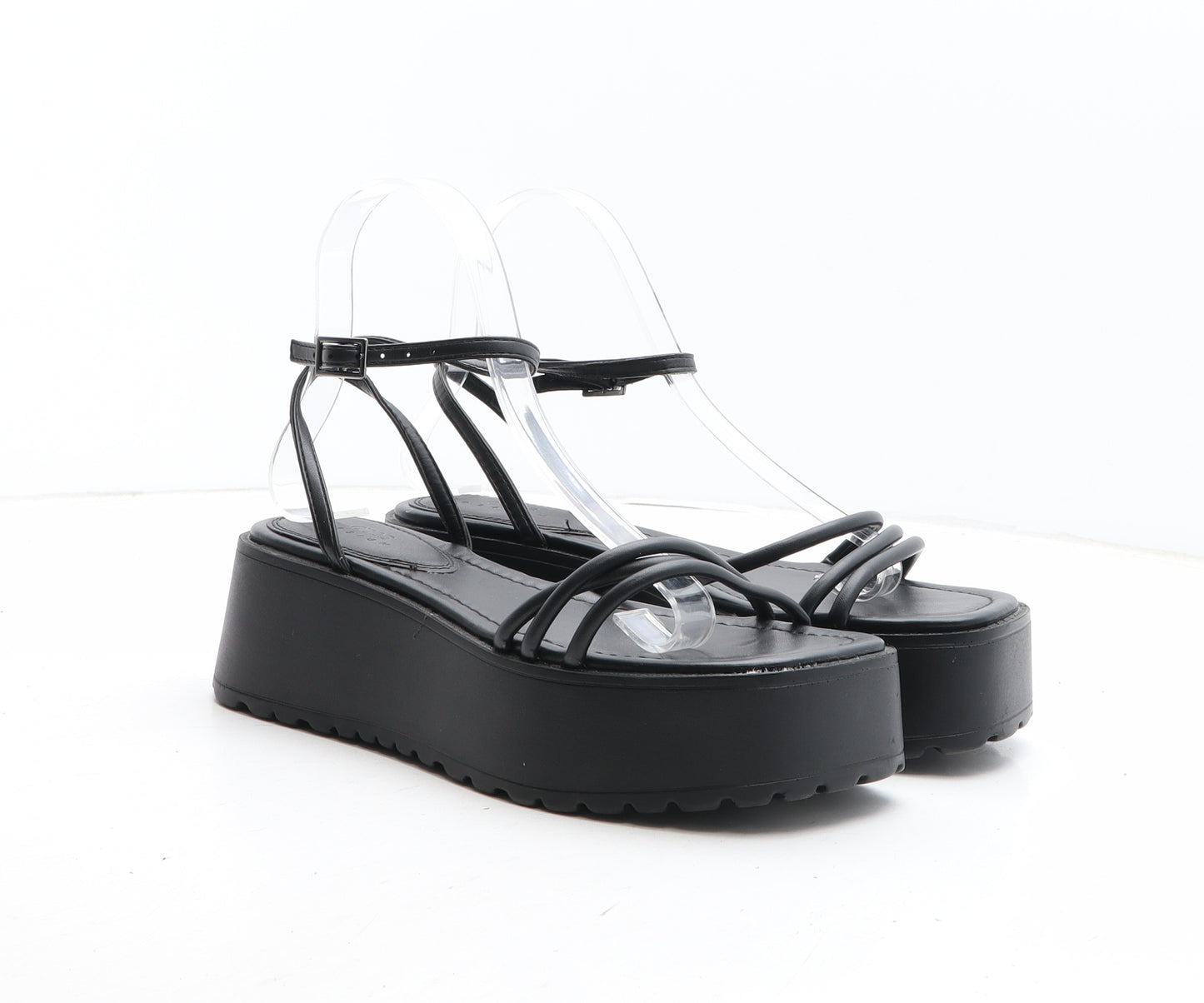 ASOS Womens Black Synthetic Strappy Sandal UK