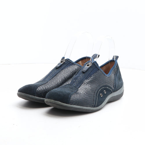 Foot Therapt Womens Blue Geometric Fabric Slip On Casual UK