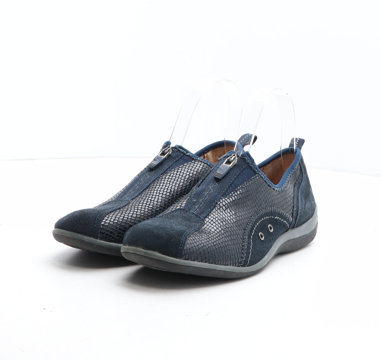 Foot Therapt Womens Blue Geometric Fabric Slip On Casual UK