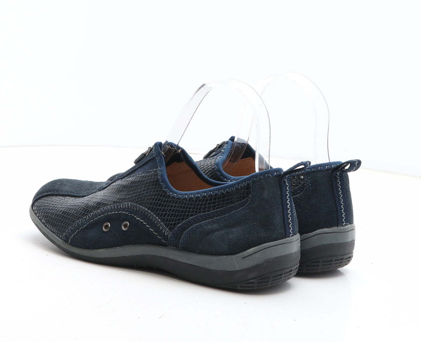 Foot Therapt Womens Blue Geometric Fabric Slip On Casual UK