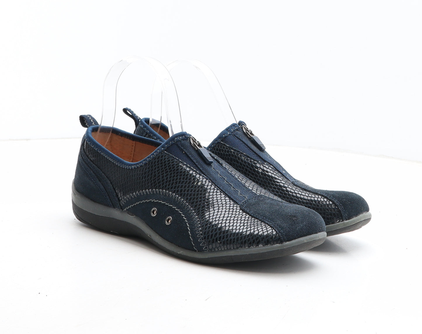 Foot Therapt Womens Blue Geometric Fabric Slip On Casual UK