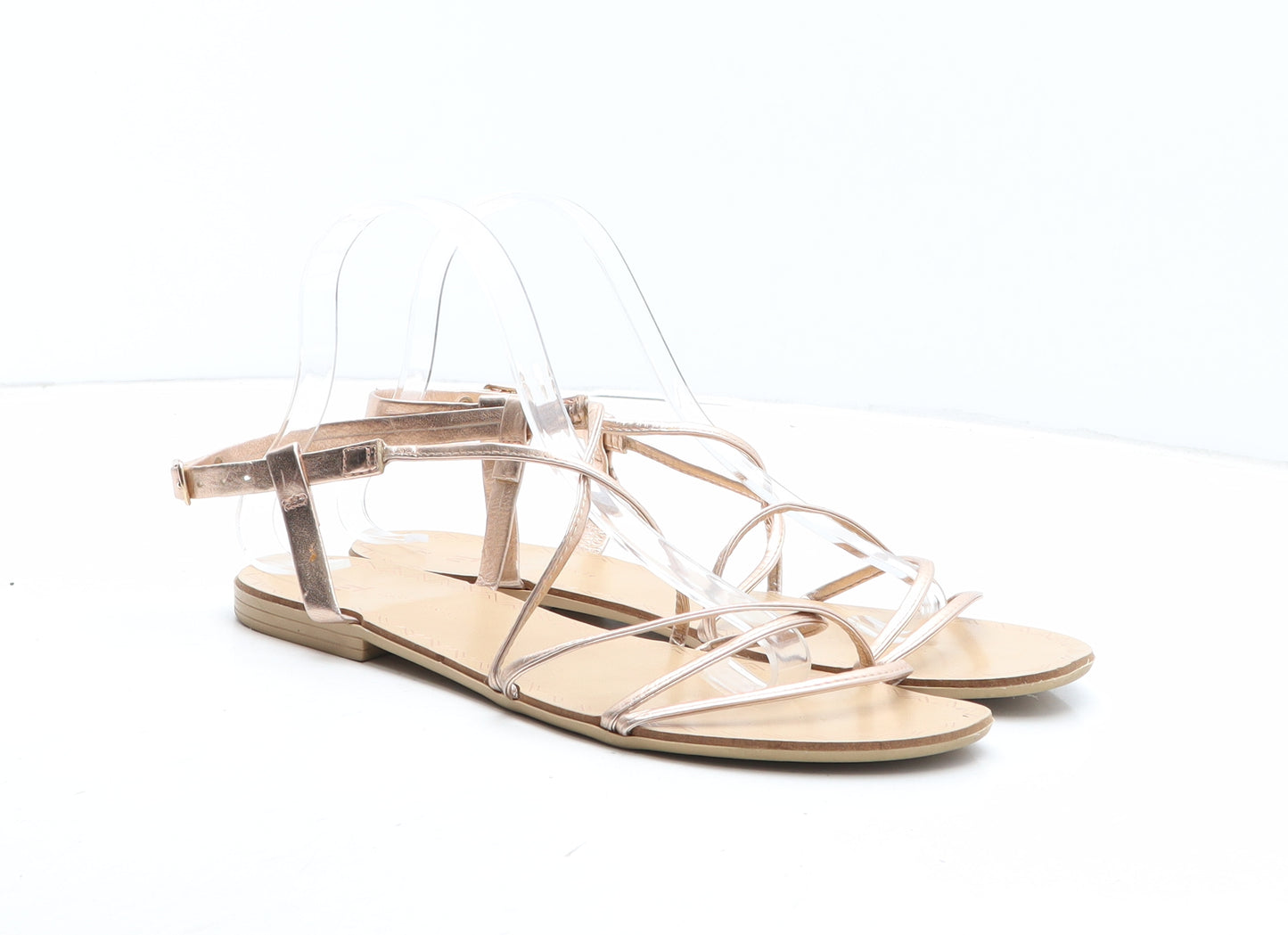 TU Womens Gold Synthetic Strappy Sandal UK