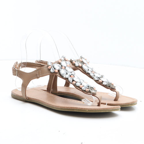 Primark Womens Brown Synthetic Thong Sandal UK