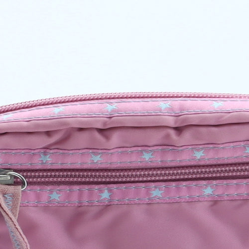 Preworn Girls Pink Geometric Polyester Crossbody Size Small Zip - Star Pattern
