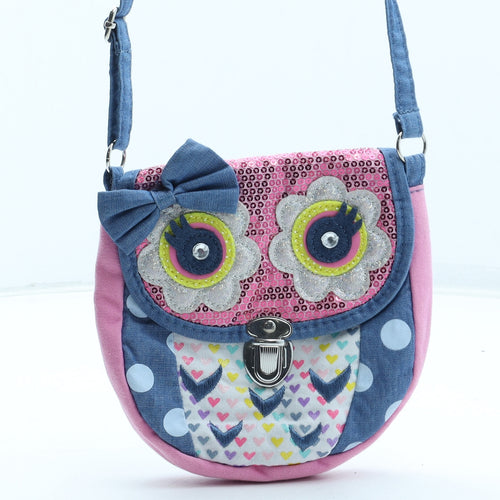 Claire's Girls Multicoloured Geometric Polyester Crossbody Size Small Push Lock - Owl Detail