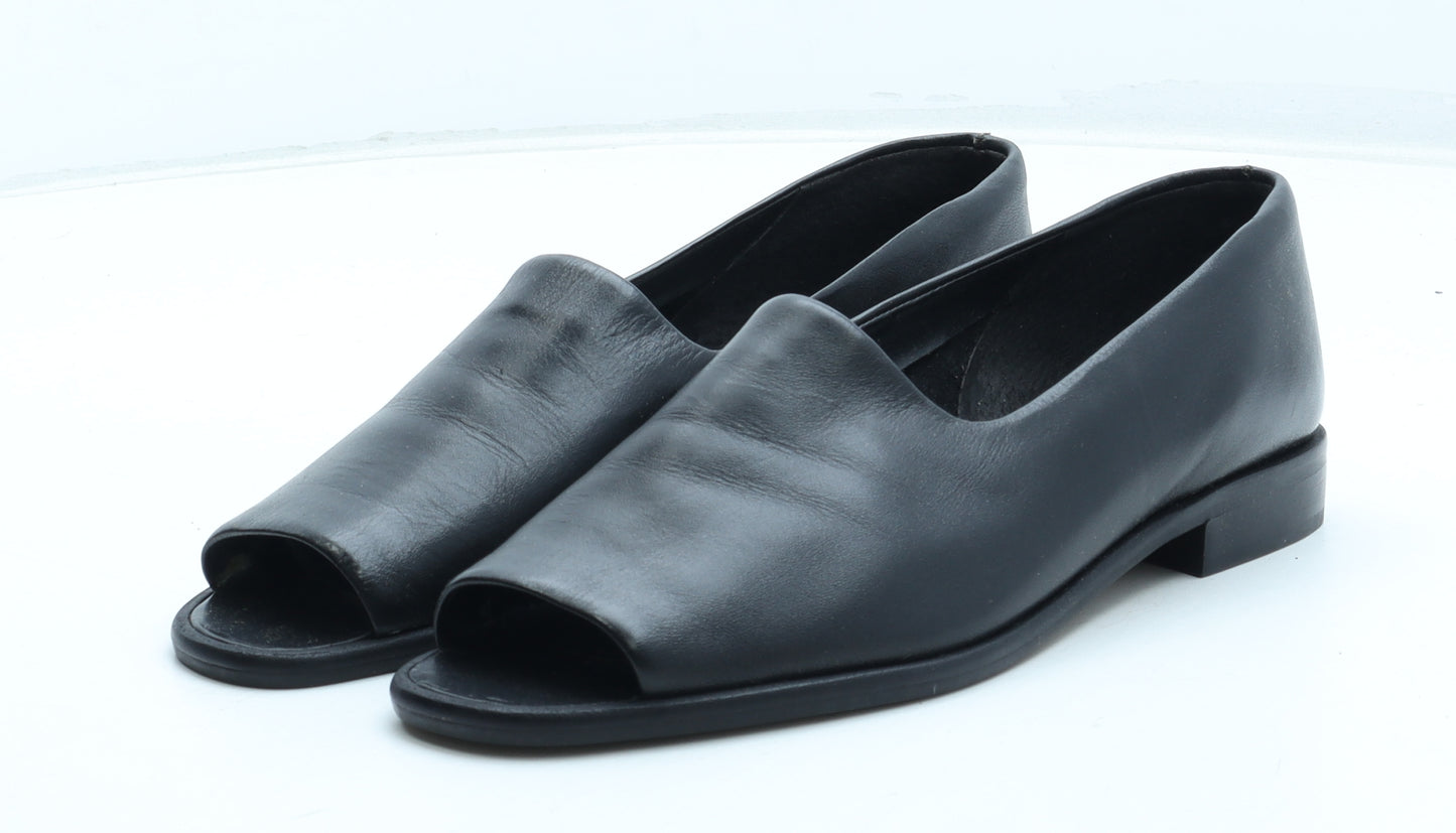 Occasions Womens Black Leather Slip On Casual UK