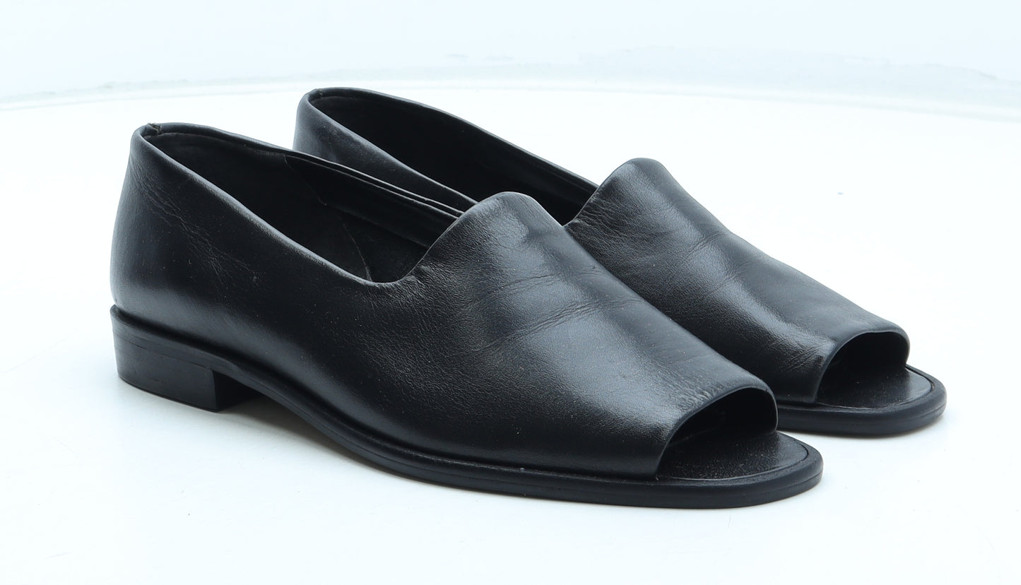 Occasions Womens Black Leather Slip On Casual UK