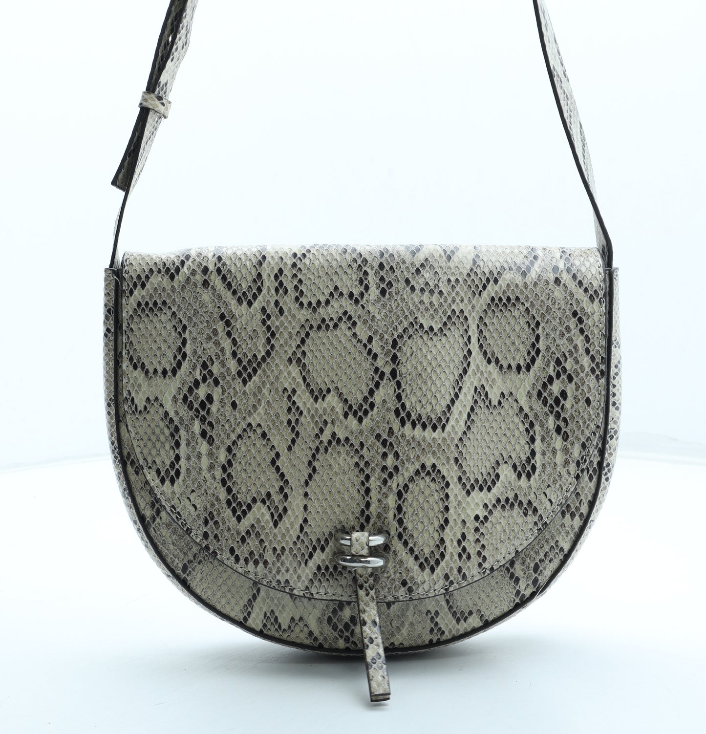 F&F Womens Beige Animal Print Polyurethane Shoulder Bag Size Small - Snakeskin Pattern