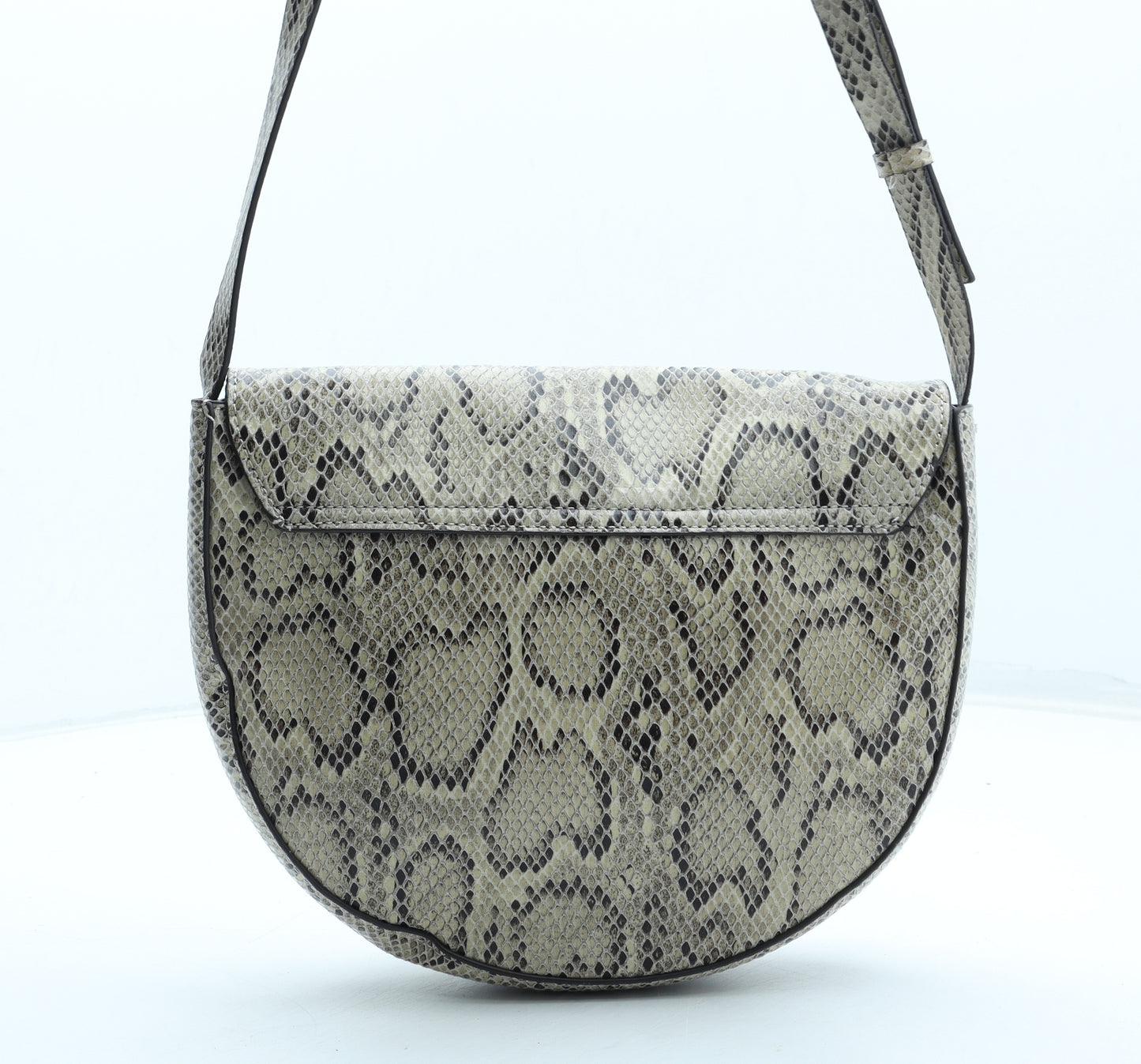 F&F Womens Beige Animal Print Polyurethane Shoulder Bag Size Small - Snakeskin Pattern