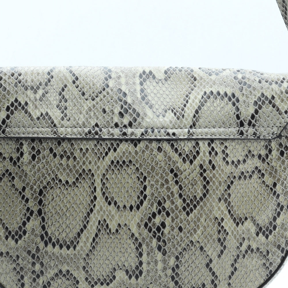 F&F Womens Beige Animal Print Polyurethane Shoulder Bag Size Small - Snakeskin Pattern