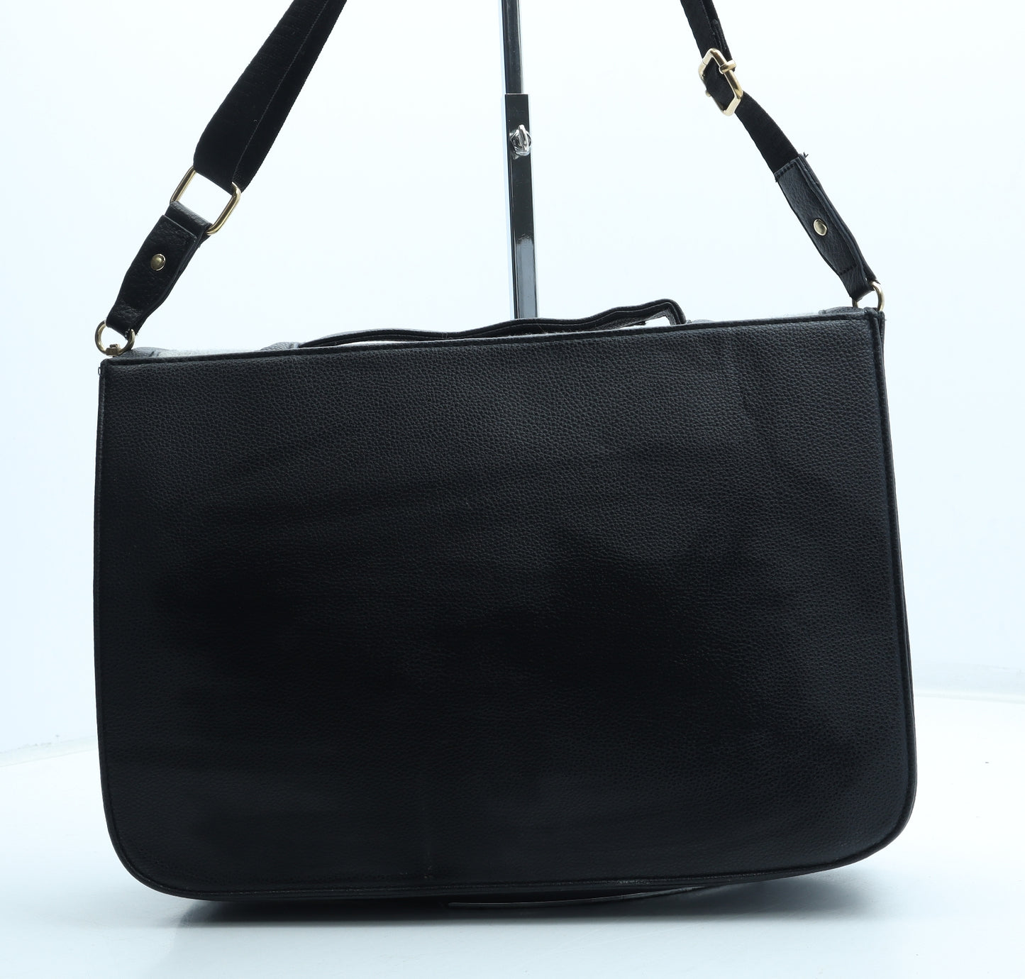 Preworn Womens Black Colorblock Polyurethane Crossbody Size Medium