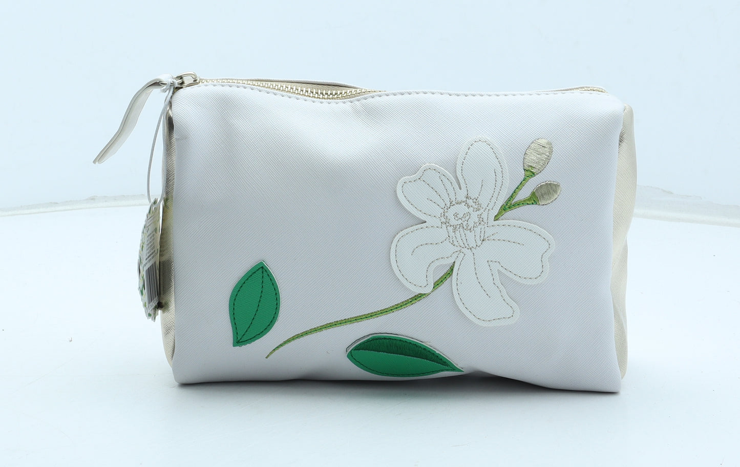 Heathcote & Ivory Womens White Floral Polyurethane Pouch Size Small - Travel Bag