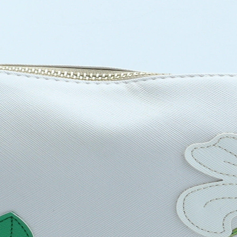 Heathcote & Ivory Womens White Floral Polyurethane Pouch Size Small - Travel Bag