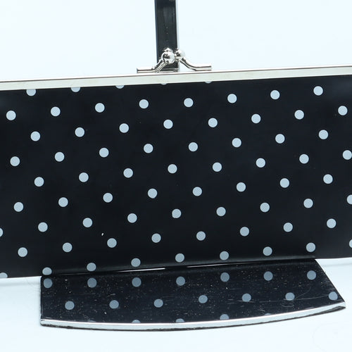 essence Womens Black Polka Dot Polyurethane Clutch Size Small
