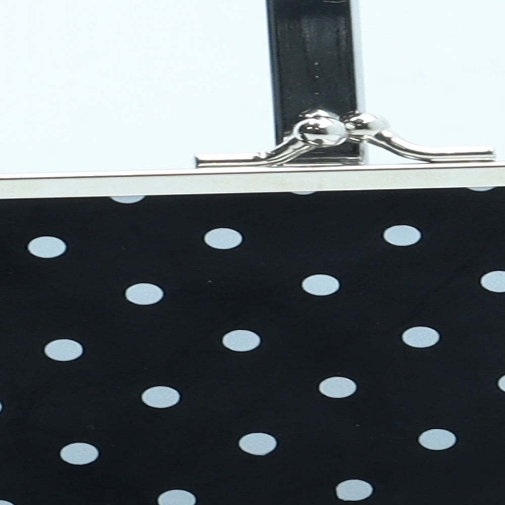 essence Womens Black Polka Dot Polyurethane Clutch Size Small
