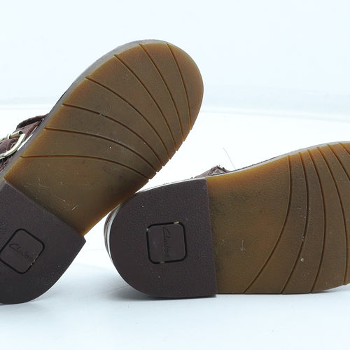 Clarks Girls Brown Leather Mary Jane Casual UK 6.5 23