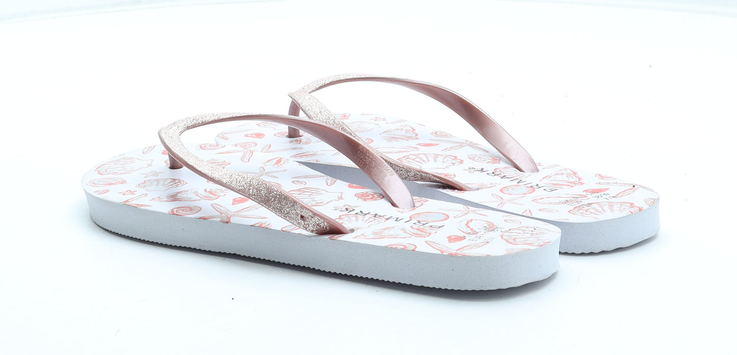 Primark Womens White Rubber Thong Sandal UK