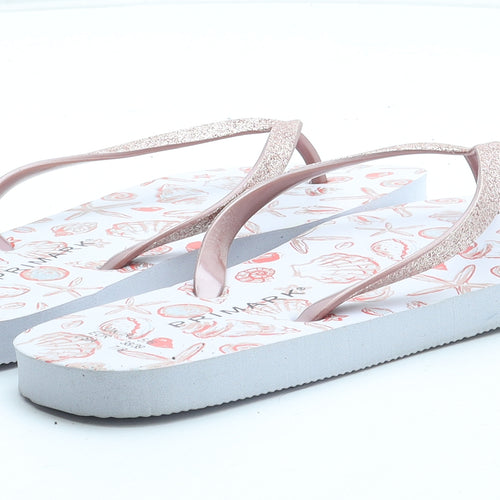 Primark Womens White Rubber Thong Sandal UK