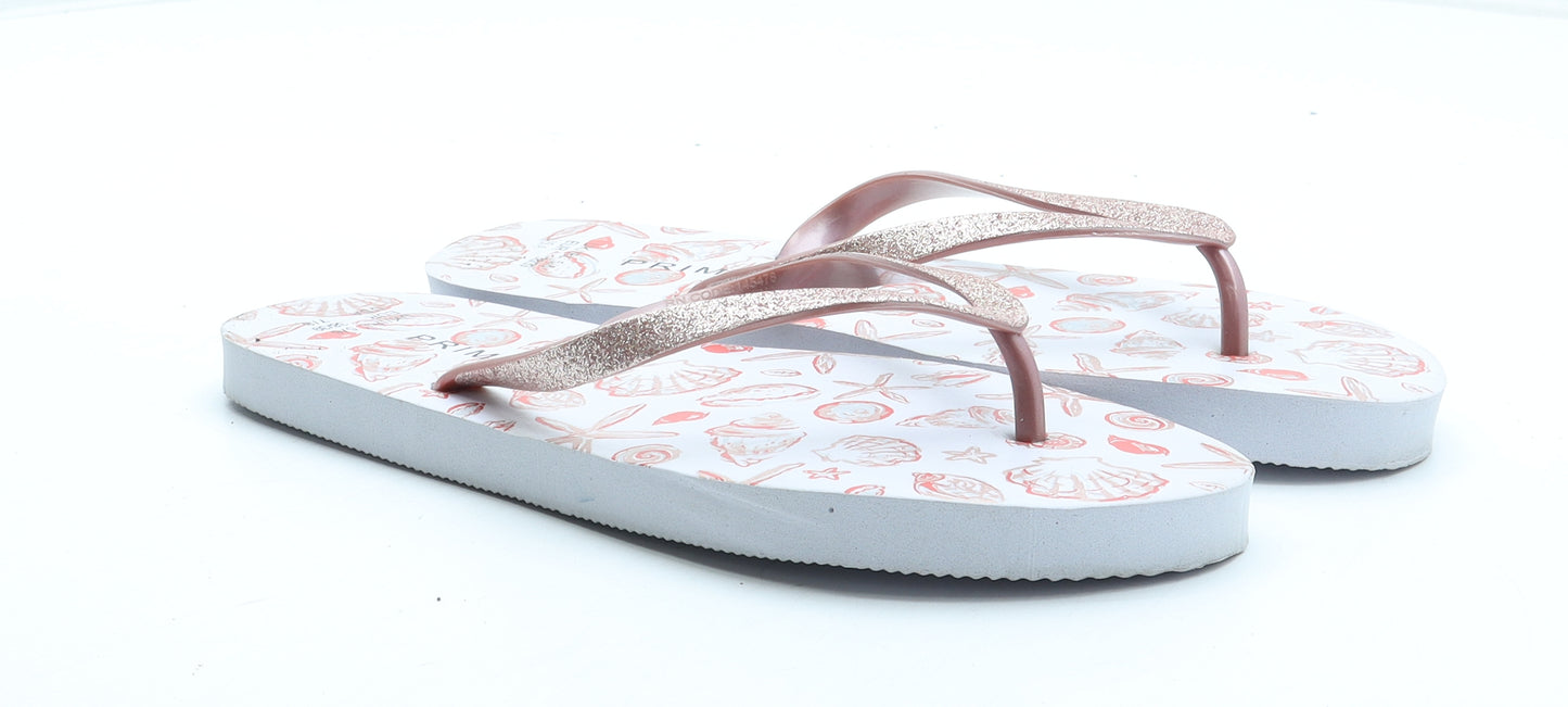 Primark Womens White Rubber Thong Sandal UK
