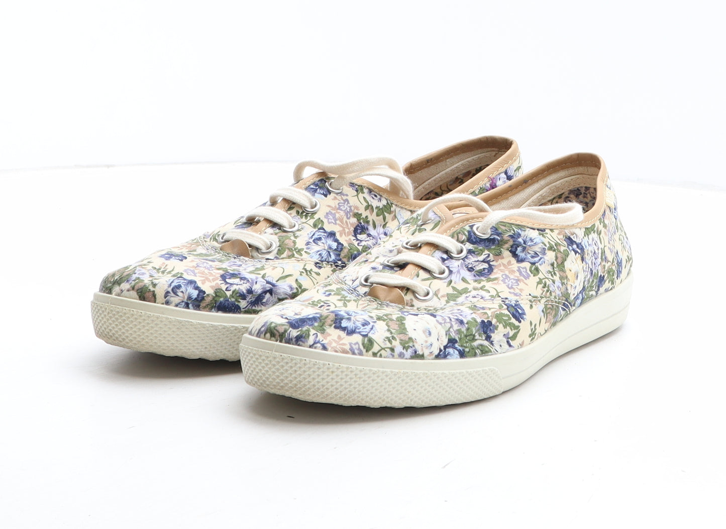 Hotter Womens Beige Floral Fabric Trainer UK